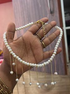 Elegant Pearl Necklace with Gold Chain