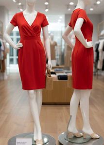 Red V-Neck Dress