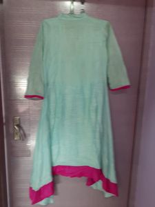 Stylish Light Blue Kurta with Pink Trim