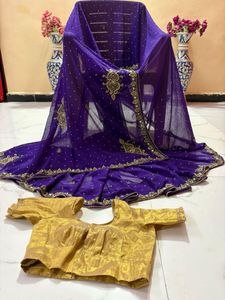Purple handwork Saree