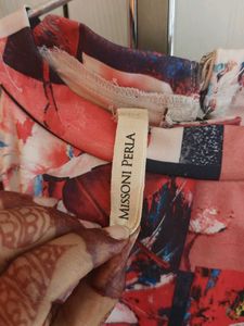 Vibrant Abstract Print Cold Shoulder Top