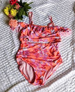 Coral Floral Cutout Swimsuit