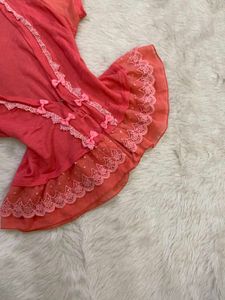 Sheer Ruffle &amp; Bow Top
