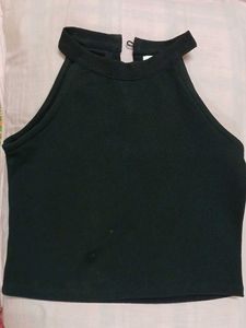 Black Halter Neck Crop Top