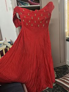 Elegant Red Embellished Gown