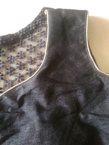 Black silk/net blouse cum crop top