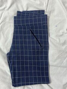 Blue Check Stretchable Pant