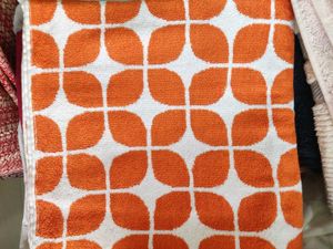 Retro Orange & White Patterned Towel