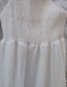 Elegant White chikakari Tiered Midi Dress