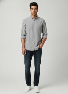 Men's Grey Button-Down Shirt
