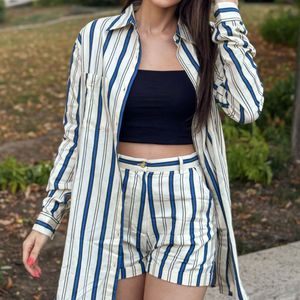 Hww Stripe Shirt &amp; Shorts Coord, New
