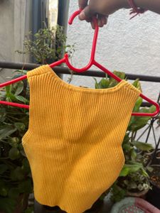 Yellow Ribbed Crop Top