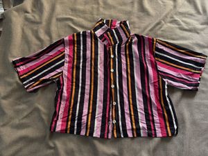 Striped Button-Up Crop Top