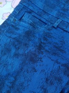 Blue High-Waisted Printed Jeans