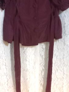 Dark Purple Peplum Style Blouse