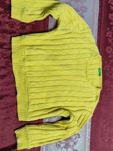 Benetton Yellow Cable Knit Sweater