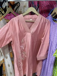Elegant Pink Kurti with Embroidered Details