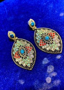 Boho Dangle Earrings with Colorful Stones