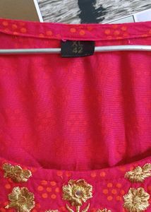 Beautiful Red Embroidered Kurta