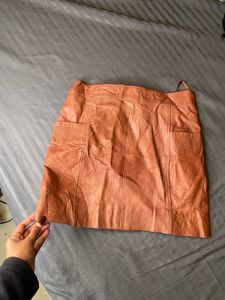 Brown leather skirt