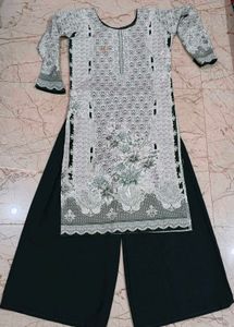 Elegant Floral Print Kurta with Palazzo Pants