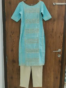 Sky Blue Kurta Set with Embellishments💙✨🎆