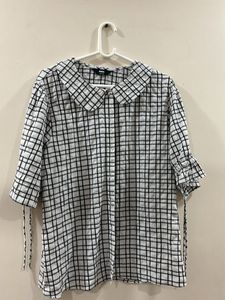Chic Checked Collared Top