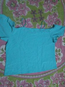 Teal Cold Shoulder Top