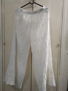 White Embroidered Palazzo Pants