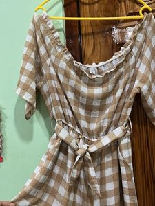 Checkered Off-Shoulder Jumpsuit