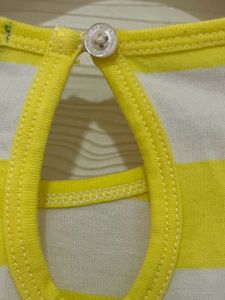 Beautiful White N Yellow Striped UCB Dress
