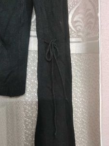 Elegant Black Tie-Sleeve Sweater