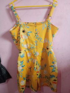 Yellow Floral Print Romper