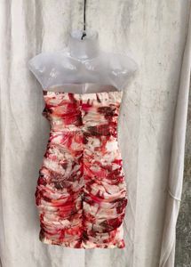 61810. Stunning Ruched Strapless Mini Dress