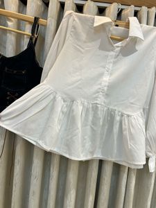 Denim Vest with White Blouse Set