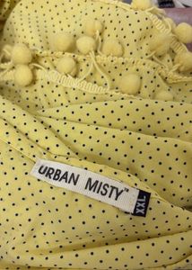 Yellow Polka Dot Cold Shoulder Top