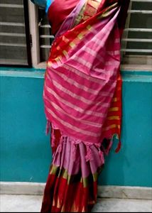 Beautiful pink silk saree