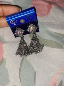 Antique Jhumka Earrings with Rhinestones
