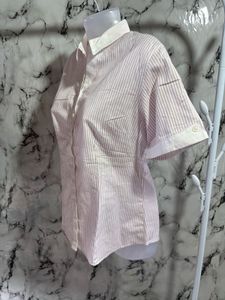 Pink Striped Button-Up Blouse