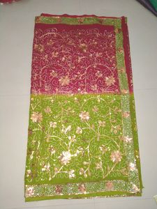 MAHENDI GREEN & MAROON SAREE