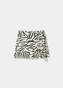 Bershka Zebra Print Wrap Mini Skirt