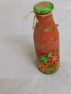 Decoupaged Hand painted Bottle
