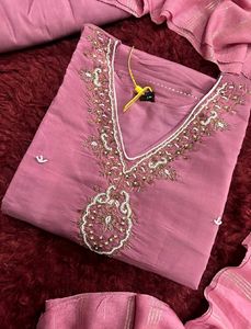 Embroidered Pink Kurta Set