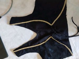 becklass Elegant Black Blouse with Gold lace