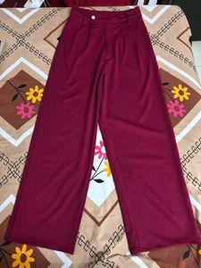 SHEIN Burgundy Wide Leg Trousers | Size 28 |