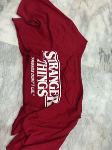 y2k Stranger Things off shoulder cropped tshirt