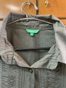 Classic Button-Up Shirt with Pintuck Detail
