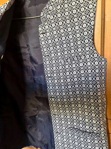 Men's Blue Kurta with Chikankari Nehru Jacket