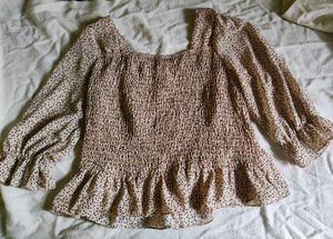 Smocked Square Neck Blouse