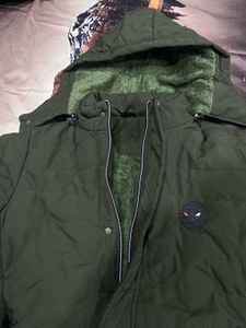 Brand new mens green jacket with detachable hoodie